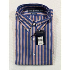 NWT Ralph Lauren Classic Fit 17 XL Blue Multicolor Stripe Dress Shirt